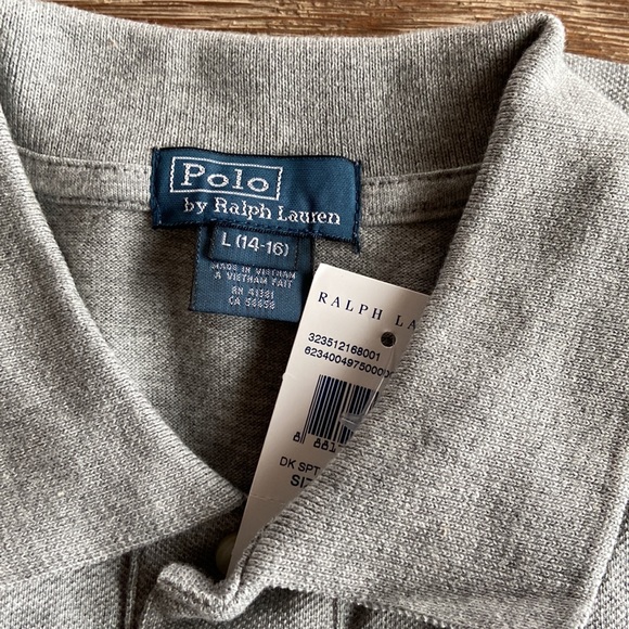 Polo Ralph Lauren Boys Polo Mesh Grey Size 14-16 NWT - Picture 2 of 4